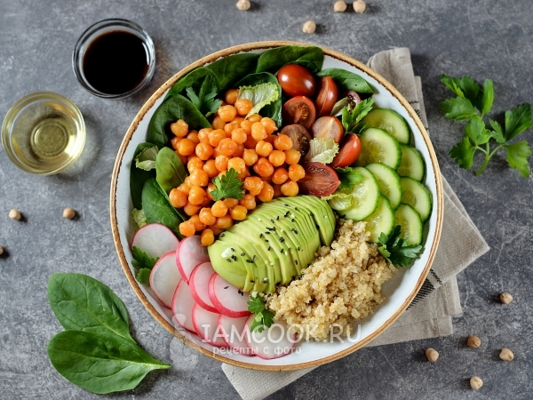 Будда-боул с нутом и киноа, рецепт с фото