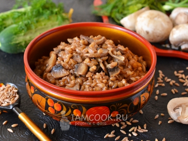 Полба с грибами, рецепт с фото