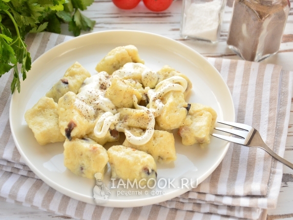 Ленивые вареники с грибами, рецепт с фото