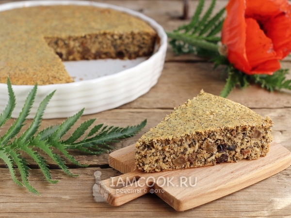 Пирог с изюмом и орехами (без муки), рецепт с фото