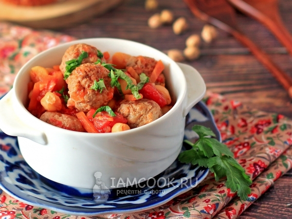 Нут с фрикадельками в томате, рецепт с фото