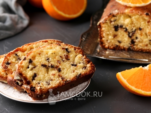 Кекс на апельсиновом соке с шоколадными каплями, рецепт с фото