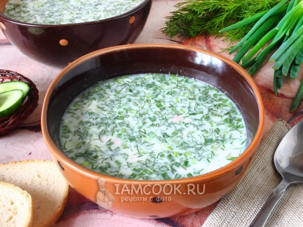 Окрошка на кефире с минералкой и горчицей, рецепт с фото