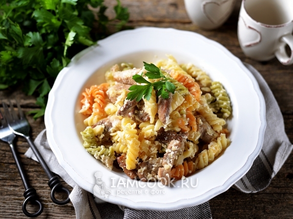 Свинина с макаронами в духовке, рецепт с фото