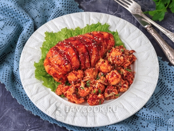 Курица с цветной капустой в духовке, рецепт с фото