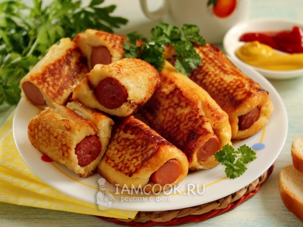 Сосиски в хлебе для тостов, рецепт с фото