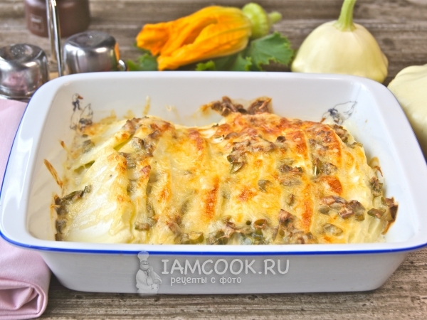 Патиссоны, запеченные в духовке с сыром и сметаной, рецепт с фото