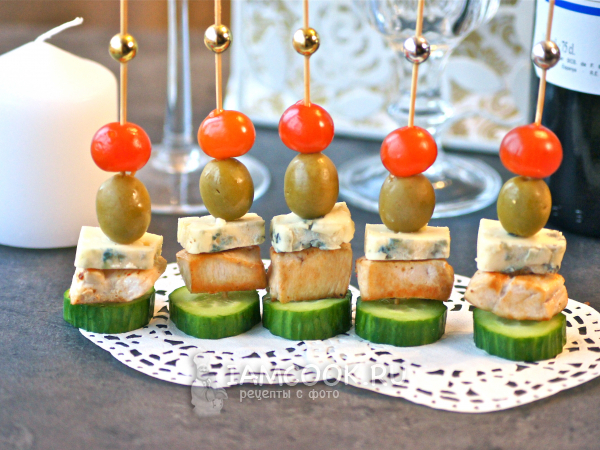 Канапе с курицей, рецепт с фото