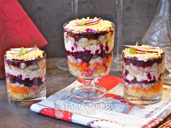 Селедка под шубой порционно, рецепт с фото