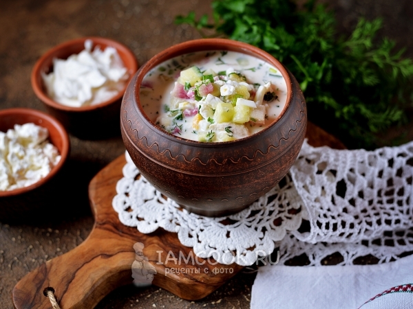 Окрошка с творогом, рецепт с фото