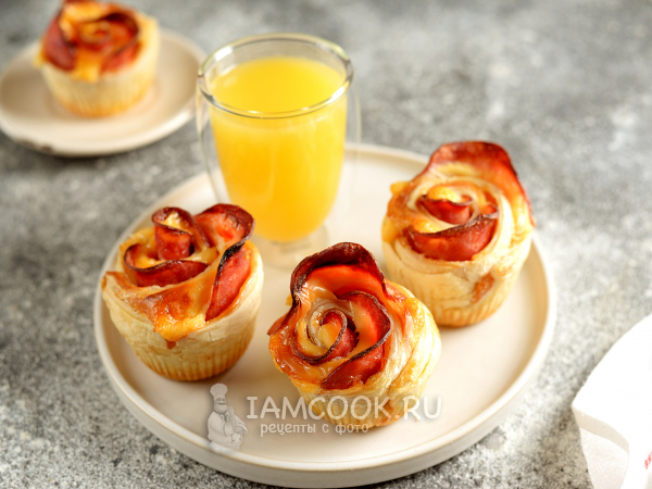 Слоеные булочки с ветчиной и сыром, рецепт с фото