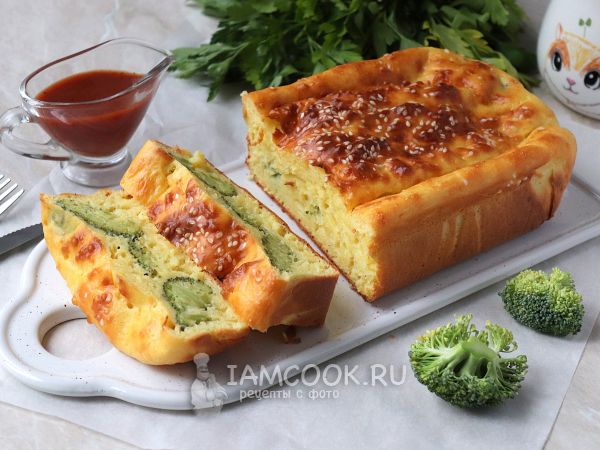 Заливной пирог с брокколи, рецепт с фото