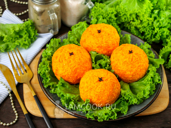 Салат в виде мандарина, рецепт с фото