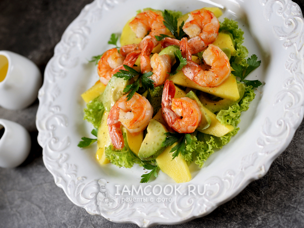 Салат с манго и креветками, рецепт с фото