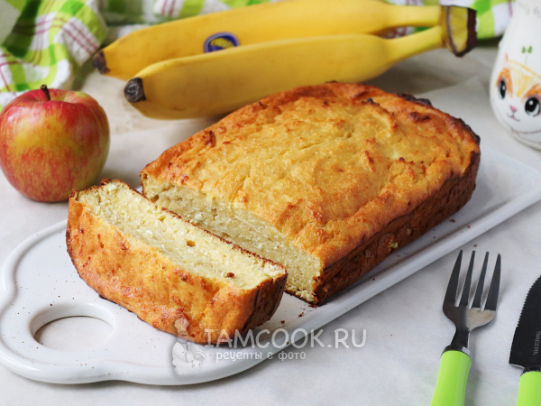 Творожная запеканка с бананом и яблоком, рецепт с фото