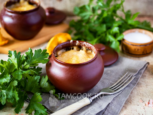 Жульен с лисичками и курицей, рецепт с фото