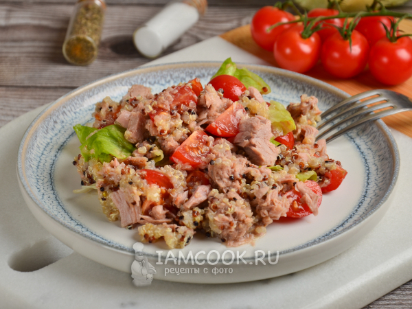 Салат с киноа и тунцом консервированным, рецепт с фото