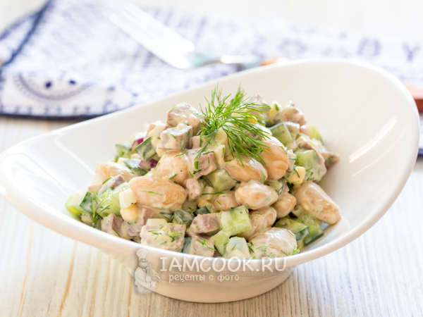 Салат с языком и фасолью, рецепт с фото