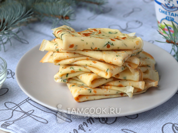 Блины на молоке с укропом, рецепт с фото