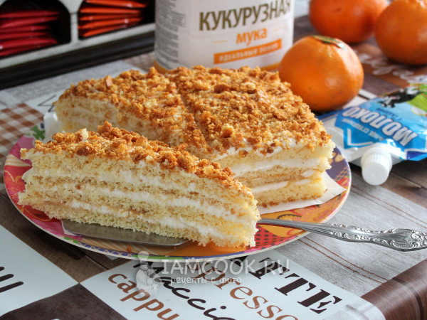 Торт «Молочная девочка» с кукурузной мукой, рецепт с фото