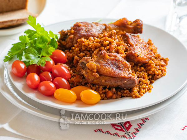 Гречка по-купечески с уткой, рецепт с фото