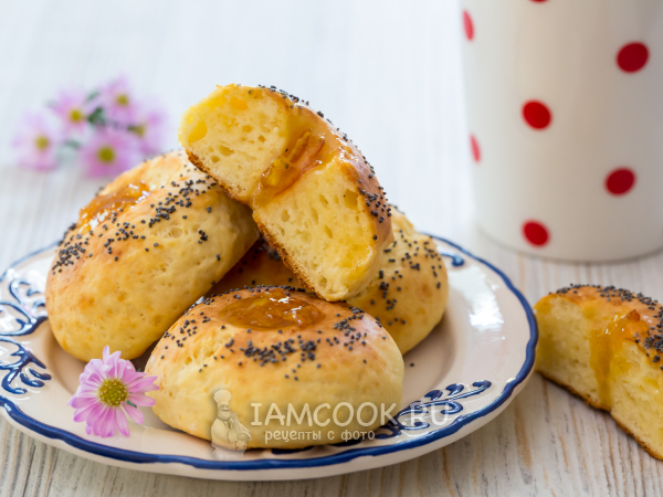 Творожные булочки с джемом, рецепт с фото