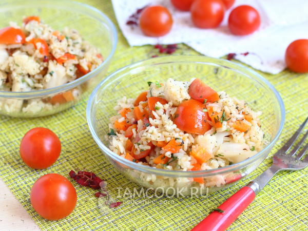 Бурый рис с овощами, рецепт с фото