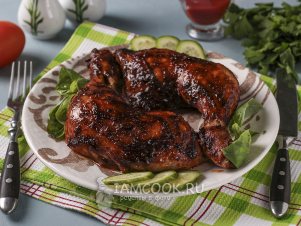 Куриные окорочка в томатно-соевом соусе в духовке, рецепт с фото
