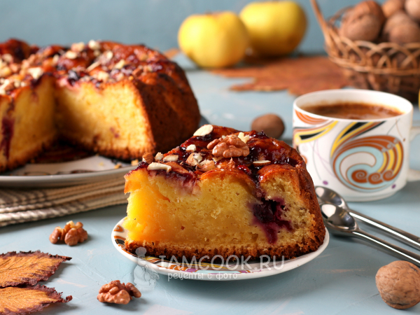 Пирог на йогурте с фруктами в духовке, рецепт с фото