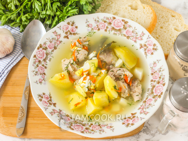 Суп из крыла индейки с овощами и яйцом, рецепт с фото