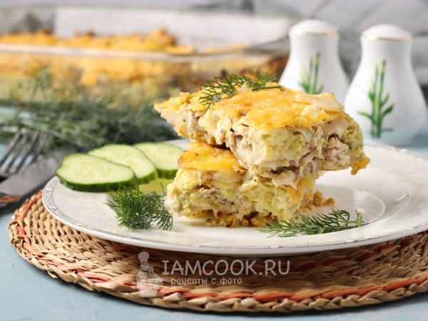 Запеканка из кабачков с курицей и картошкой, рецепт с фото