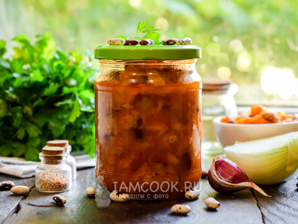 Салат с фасолью и капустой на зиму, рецепт с фото