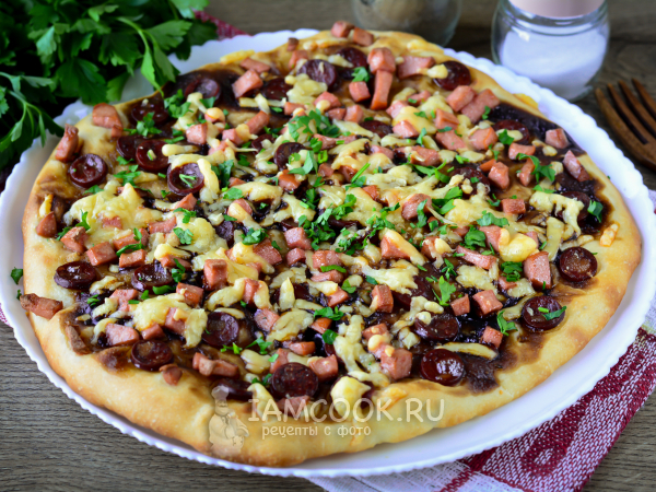 Пицца «Терияки» (с колбасой), рецепт с фото