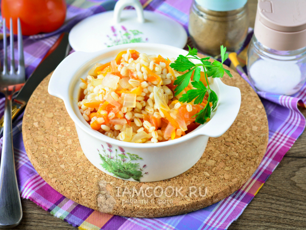 Тушеная жареная перловка, рецепт с фото