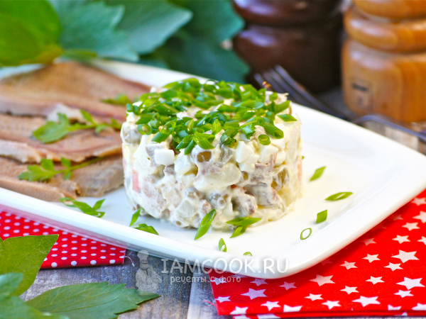 «Оливье» с говяжьим языком, рецепт с фото