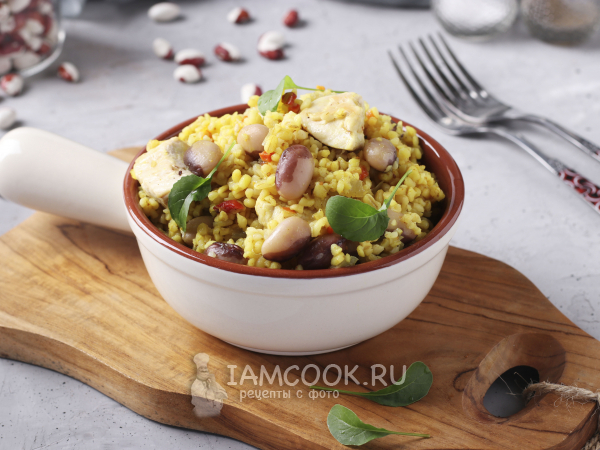 Булгур с курицей и фасолью, рецепт с фото