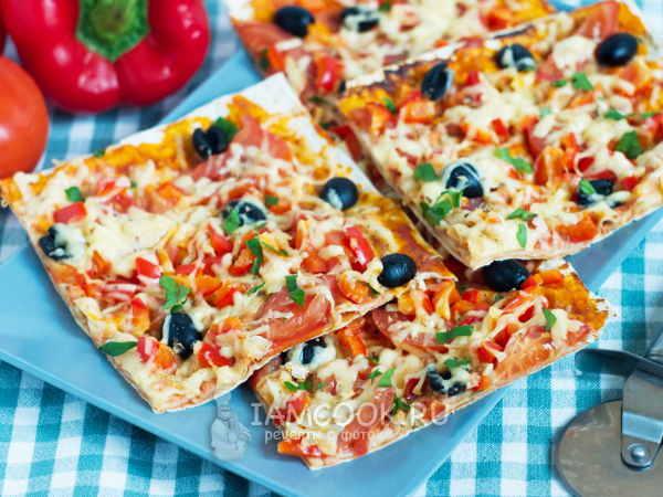 Ленивая пицца из лаваша, рецепт с фото