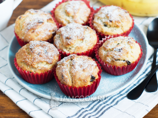 Банановые маффины на кефире, рецепт с фото
