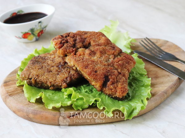 Шницель из печени (говяжьей), рецепт с фото