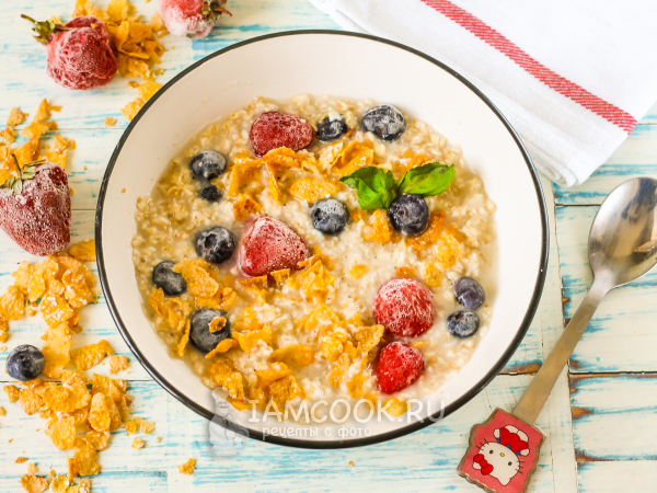 Овсяная каша с глазированными хлопьями, рецепт с фото