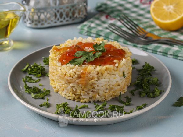 Рис с яйцом и соусом чили, рецепт с фото