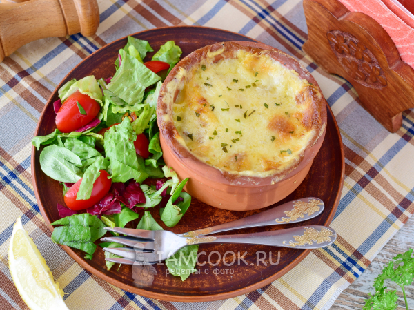 Жульен с кальмарами и креветками, рецепт с фото