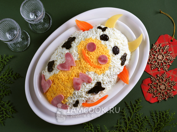 Салат «Оливье» на Новый год быка, рецепт с фото