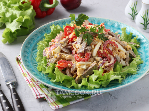 Салат с языком и болгарским перцем, рецепт с фото