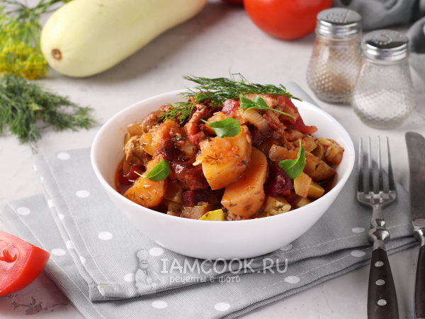 Рагу с мясом и картошкой в казане, рецепт с фото