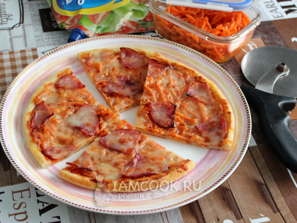Пицца с ветчиной и морковью по-корейски, рецепт с фото