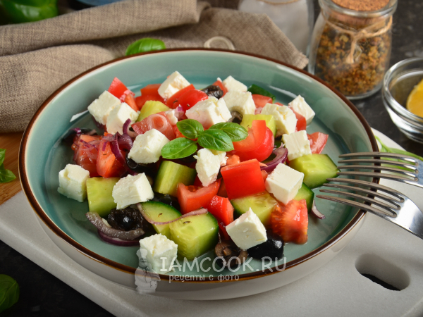 Греческий салат с фетаксой (классический рецепт), рецепт с фото