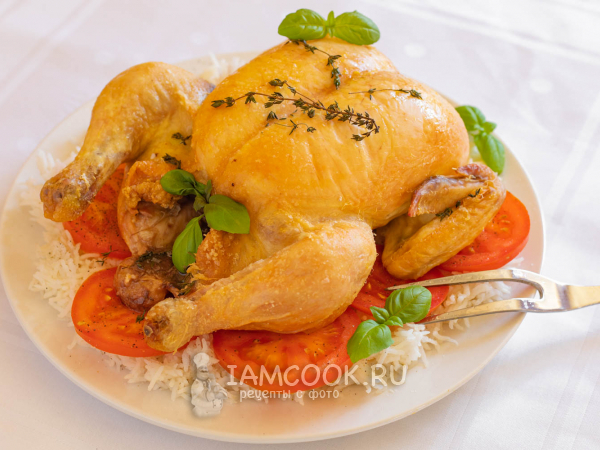 Курица в горшке (целиком) в духовке, рецепт с фото