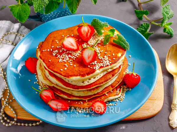 Панкейки на кефире с кунжутом, рецепт с фото