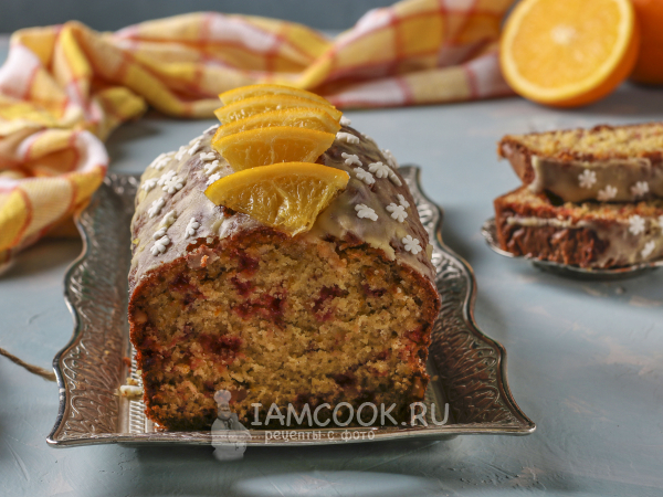 Апельсиновый кекс с миндалём и цукатами, рецепт с фото